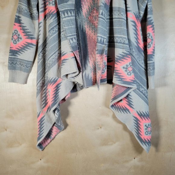 Dreamers Multicolor Gray Aztec Southwest Open Cardigan Sweater Women Size S/M - Picture 9 of 10